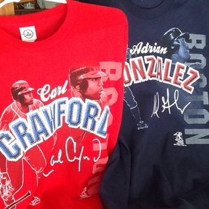 Two Boston Red Sox Team player tees.